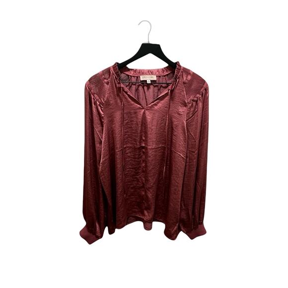 Philosophy Republic Clothing Pink Solid Ruffle Long‎ Sleeves Blouse Poly M (275) - Picture 1 of 10